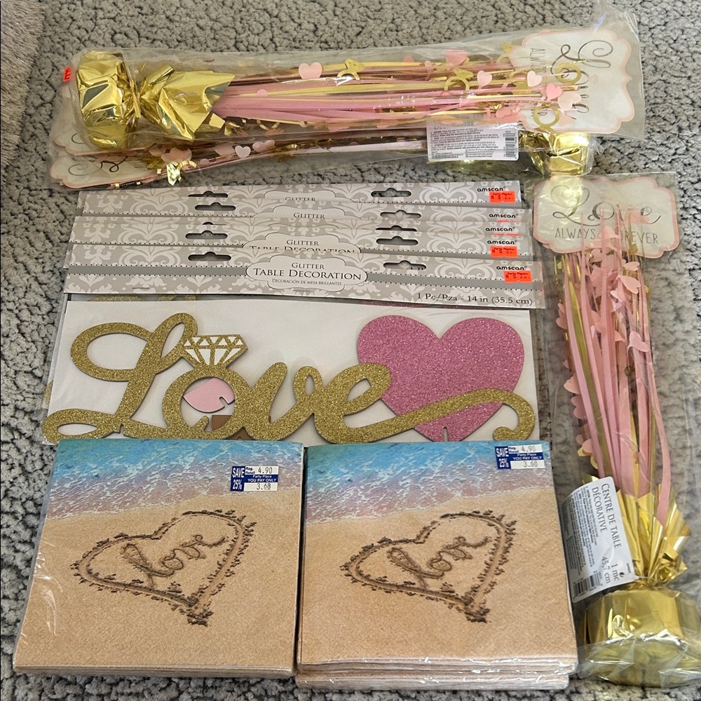 Gold and Pink Love Party Decoration Set ( Engagement Party/ Wedding Shower)